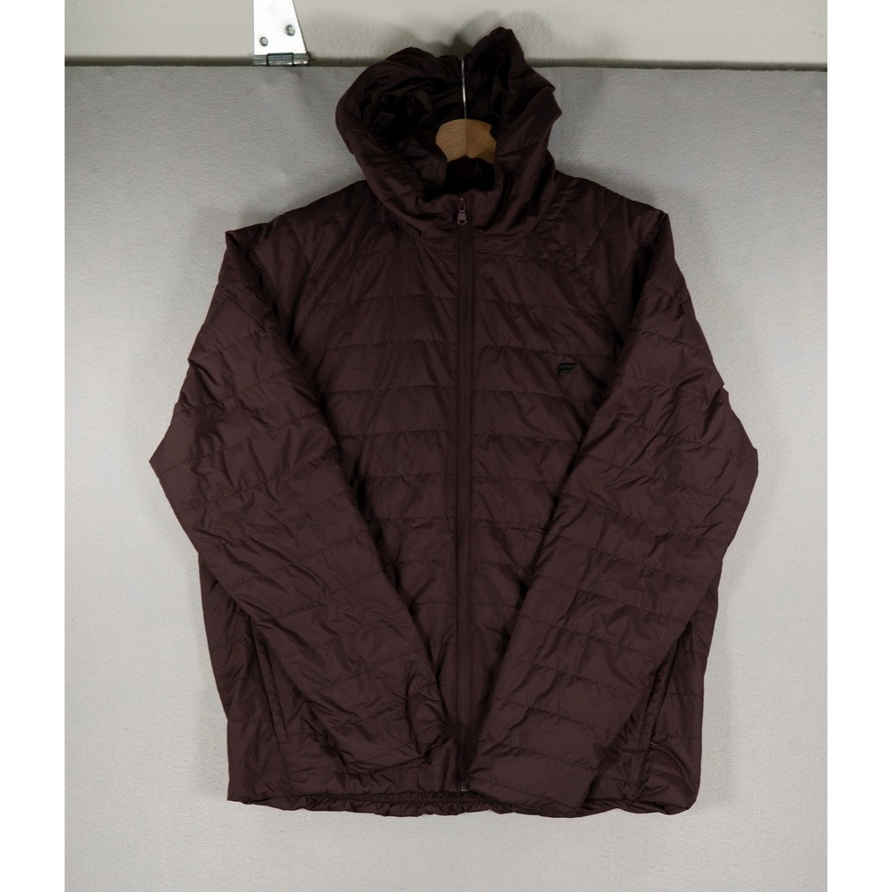 Fabletics The Commuter Light Fill Jacket Hooded Puffer Oxblood Men's L